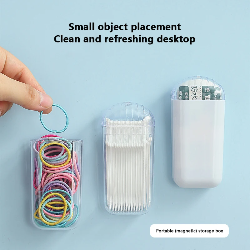 Magnetic Portable Storage Box Container Dental Floss Hair Rope Storage Box Household Clear Lid Toothpick Storage Box With Magnet