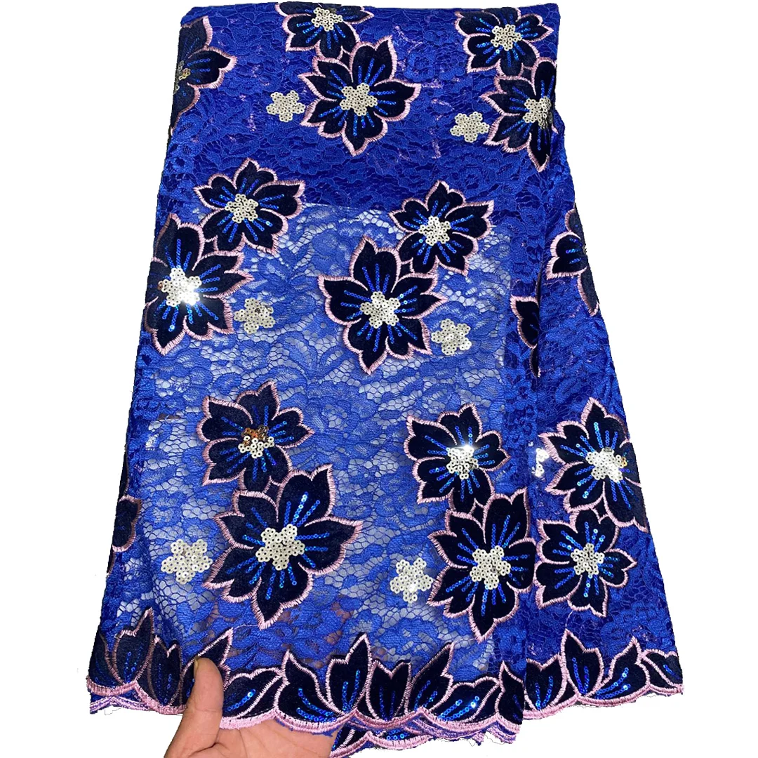 

(5 ярдов/шт.) Новинка 2025 года, африканская вечерняя сетчатая кружевная ткань, высококачественное французское кружево с вышивкой и блестками для очаровательного платья FLP334