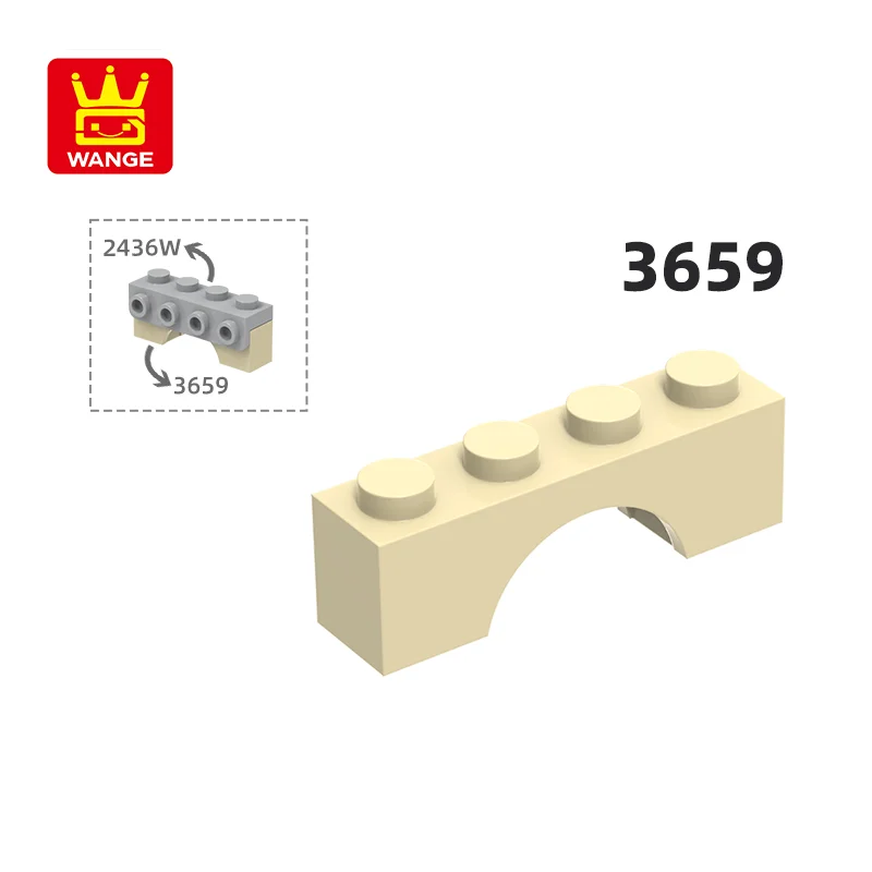 WANGE 3659  100g/81PCS 1x4x2 Flat Arch Building Blocks MOC Construction Parts Compatible with Brick Children Toys Gift Box