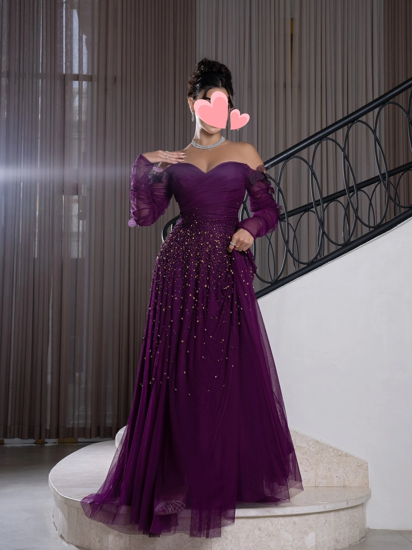 

Oisslec Prom Dress Elegant Vintage Sexy Purple Beads Boat Neck Stylish Customized Formal Occasion Prom Dress Evening Party Gowns