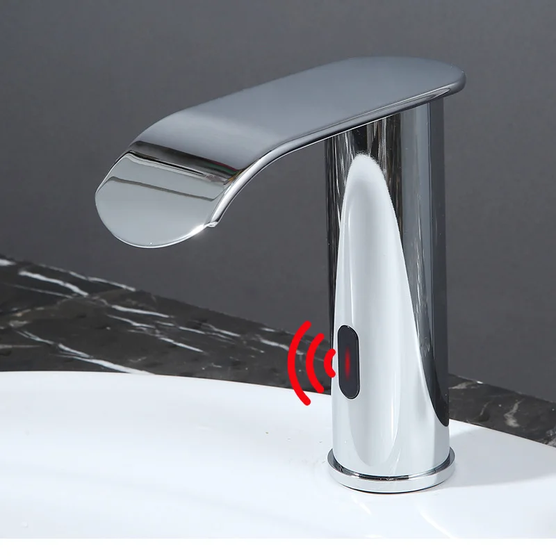 MTTUZK Deck Mounted Brass Black Automatic Sensor Faucet Basin Touchless infrared Faucet Hot Cold Waterfall induction Faucet