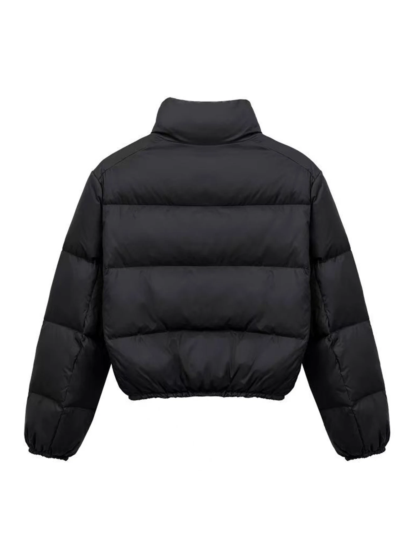 سترة نسائية منتفخة مقصوصة: قماش مبطن بياقة واقفة - ملابس يومية غير رسمية لعيد الميلاد، ملابس خارجية شتوية عالية الشارع مناسبة للشتاء