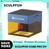 SCULPFUN iCube Pro 5W Laser Engraver, 130x130mm, 0.06mm Laser Spot 10000mm/min Engraving Speed 32-bit Motherboard App Connection