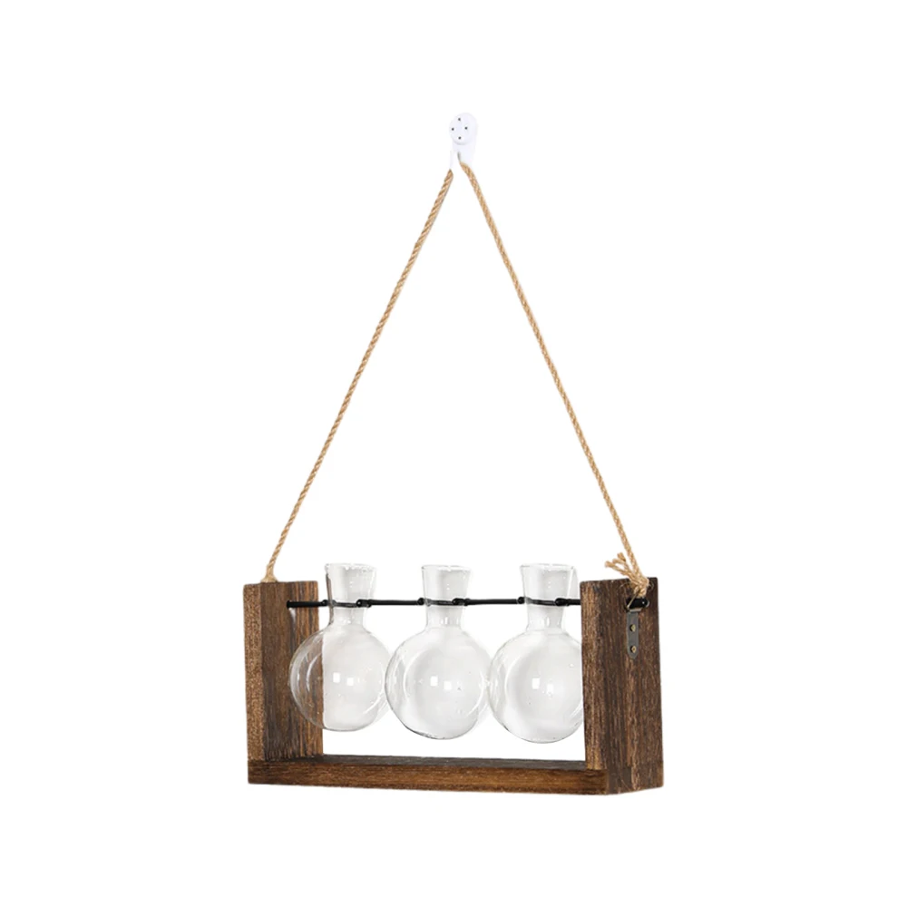 

Transparent Vase Plant Terrarium With Wooden Stand Home School Office Wall Hanging Glass Planter