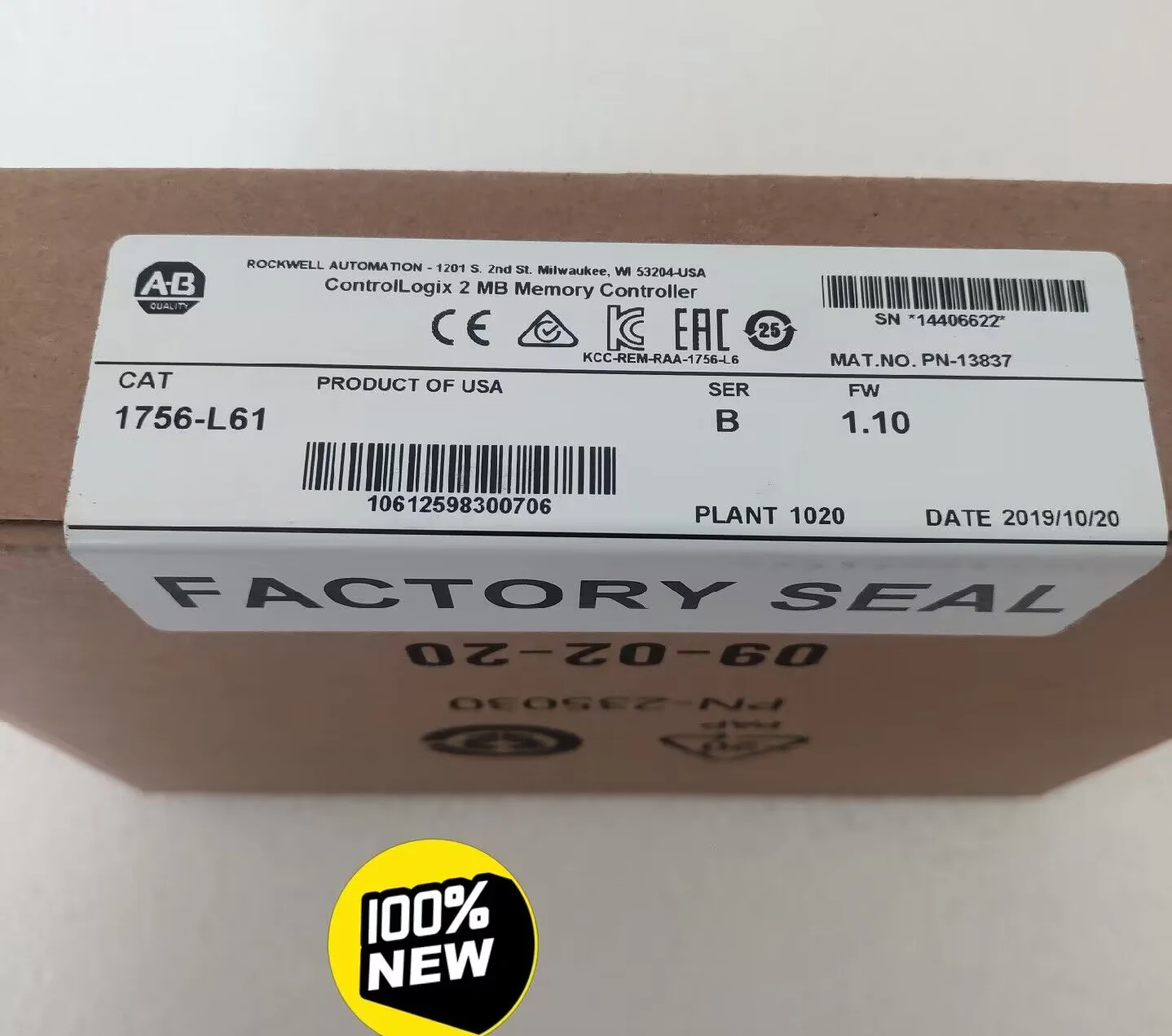 1PS NEW AB 1756-L61 1756L61  B  IN BOX BRAND