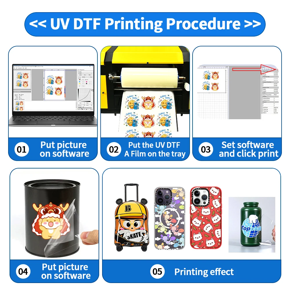 Turnsun-Film de transfert UV DTF AB, autocollant de merde, pour bouteille en silicone, tasse en bois