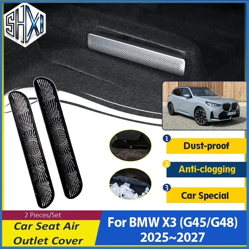 Car Air Outlet Covers For BMW X3 G45 G48 2025 2026 2027 Stainless Steel Under Seat Conditioner Vent Film Strips Auto Accessories