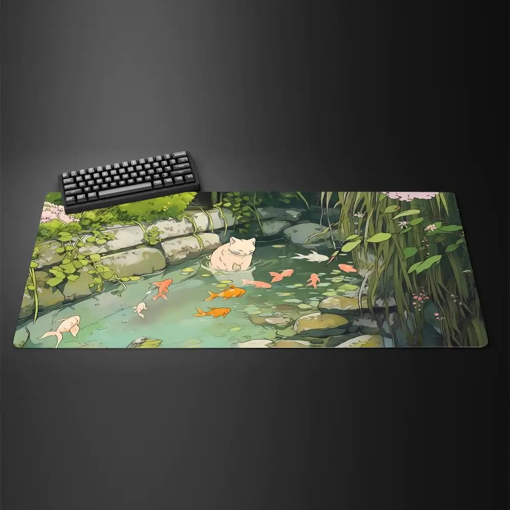 Anime Katze Mauspad Große Computer Büro Spiel Tischsets XXL Gummi Anti-Rutsch Gaming Tastatur Mousepads Lange Schreibtisch Pads