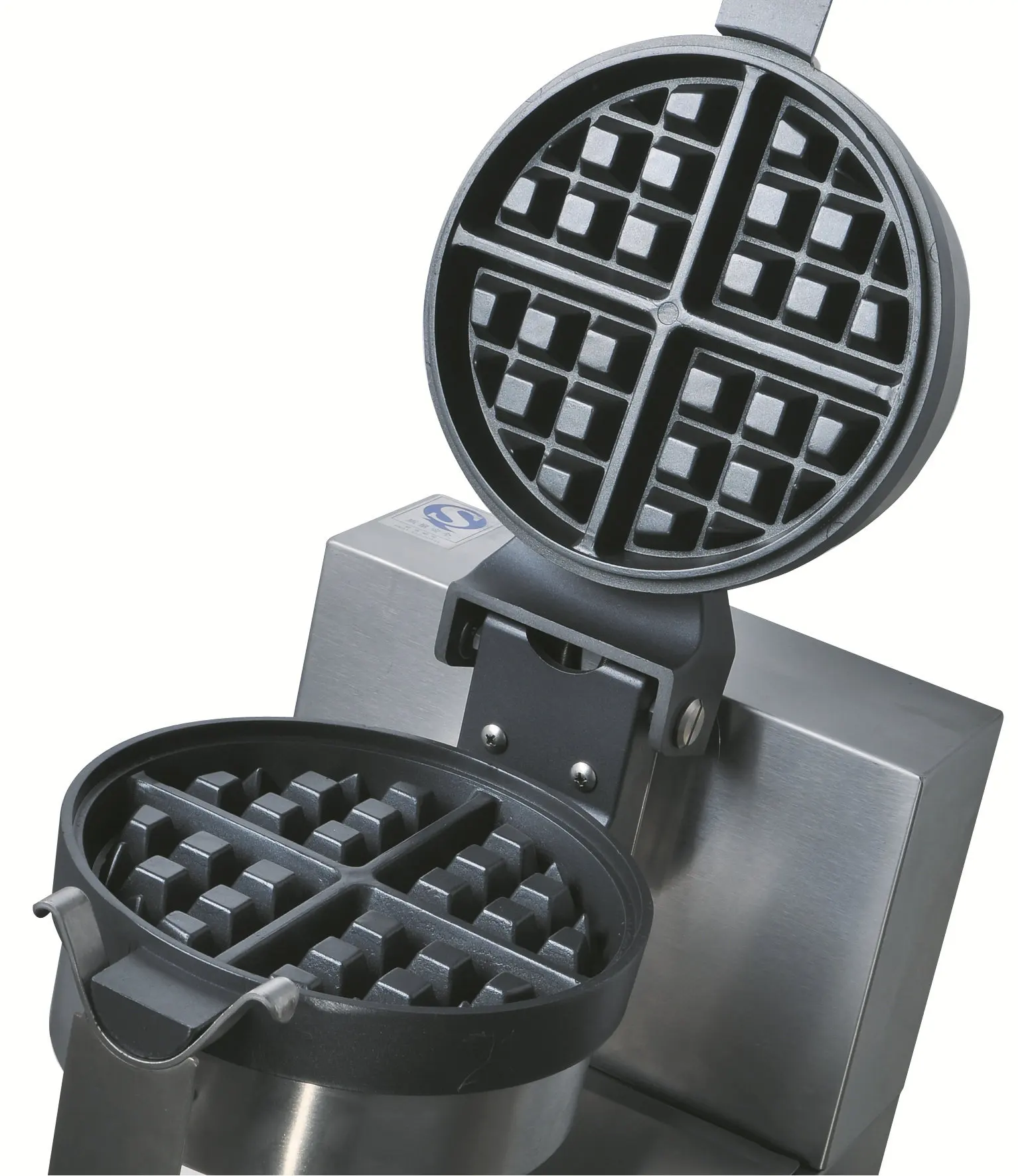 Thickened, rotary waffle maker with muffin maker to diffuse coffee