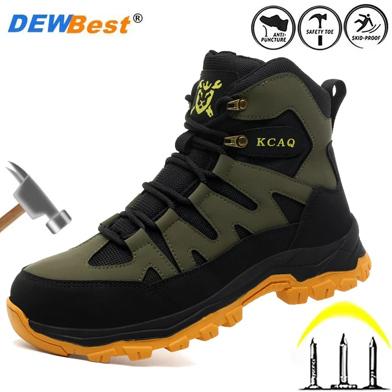 Men's work shoes steel head anti-smash anti-puncture anti-slip safety shoes fashion casual sports outdoor safety shoes