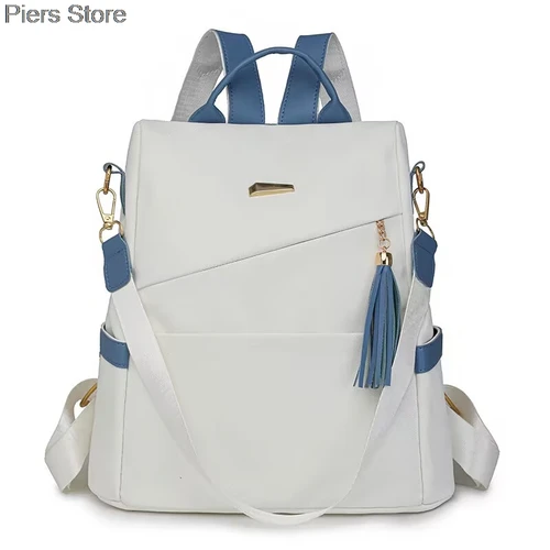 Nueva versión, mochila de cuero suave de gran capacidad para mujer, mochila de estudiante de cuero suave puro a la moda, bolso de hombro doble