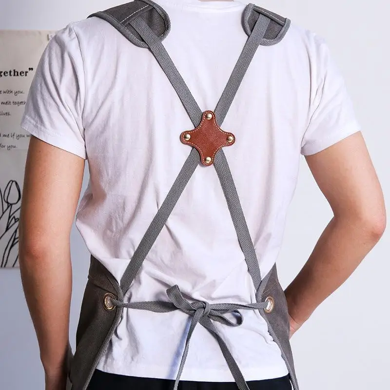 Canvas Apron With Printed Logo Barber Coffee Shop Woodworking Gardening Tools Apron Men's And Women's Server Work Clothes
