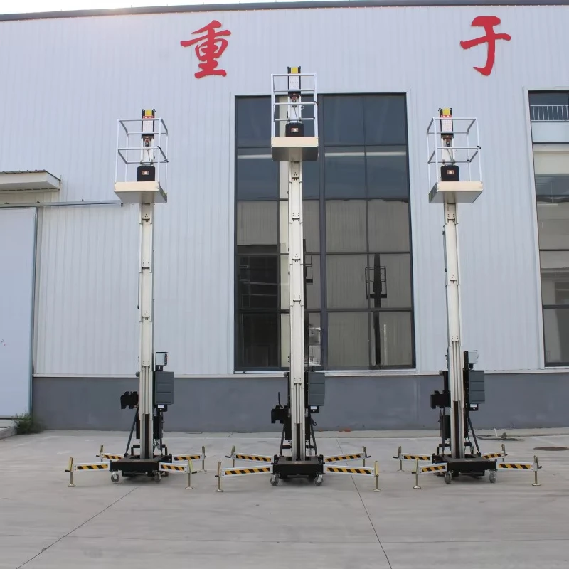 4m-10m Mobile Single Aluminum Alloy Ladder Platform Electric Hydraulic Work Lift 150KG Easily Loading