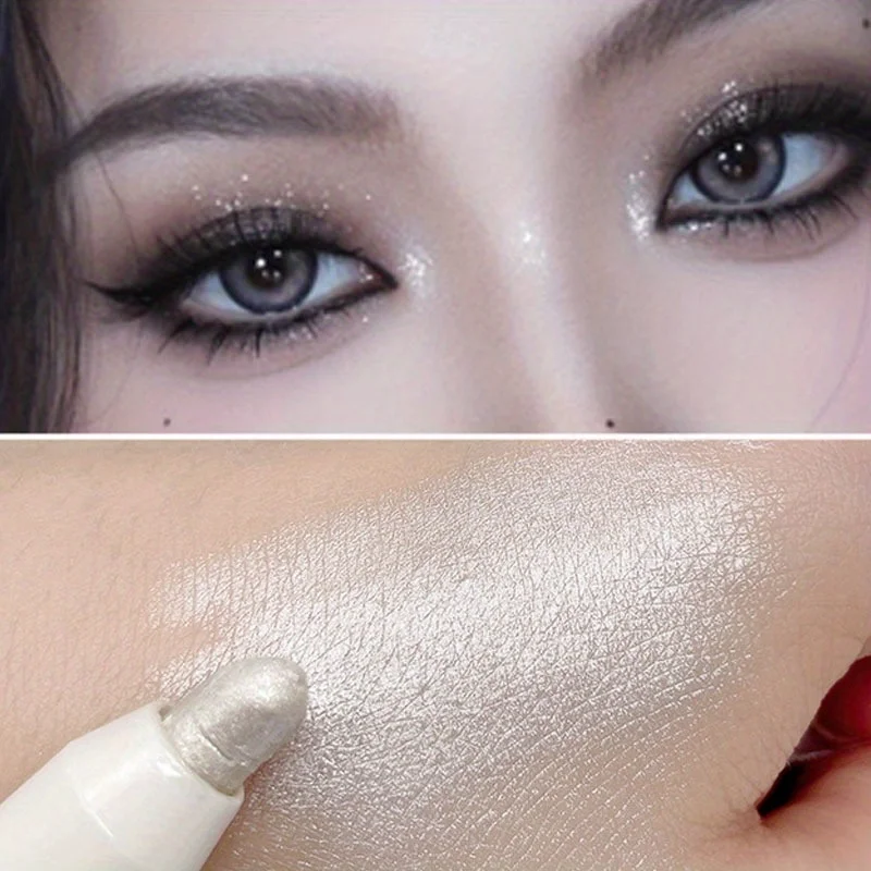 アイシャドウペン、キラキラ蛍光ペン、防水、長持ち、真珠光沢、白、銀色、金色のアイライナー、化粧品