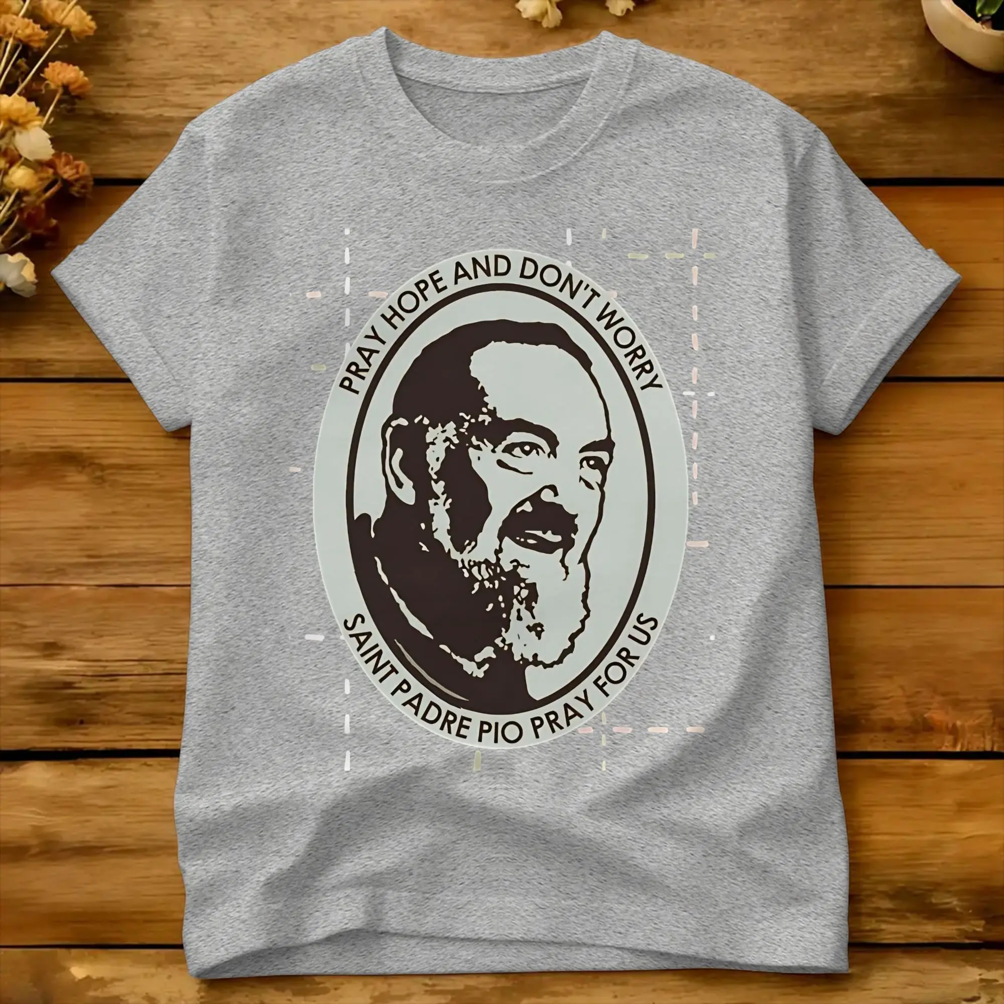 Saint Padre Pio, St Padre Pio, Padre Pio  Cotton T Shirt For Man Summer  Vintage T-Shirts Trendy Tees Oversized Wholesale Tops