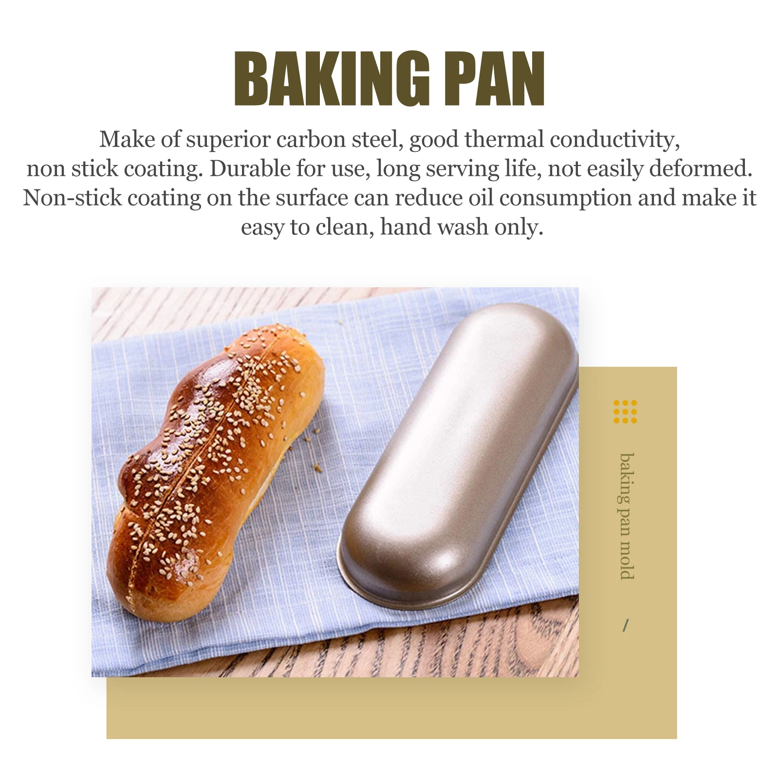 

3pcs Hot Dog Bread Mold Long Nonstick Toast Baking Pan Oven Safe Easy Clean Gift Kitchen Roasting Tray Baking Mold