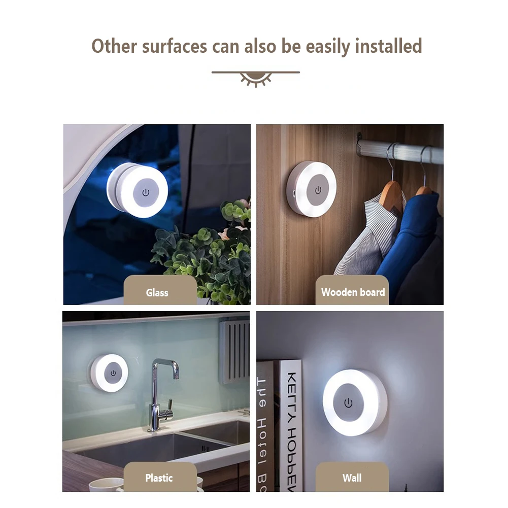 Mini luz LED nocturna recargable, lámpara de mesa con Control táctil, luz nocturna para guardería de bebé con magnético para armario y baño, 0,6 W