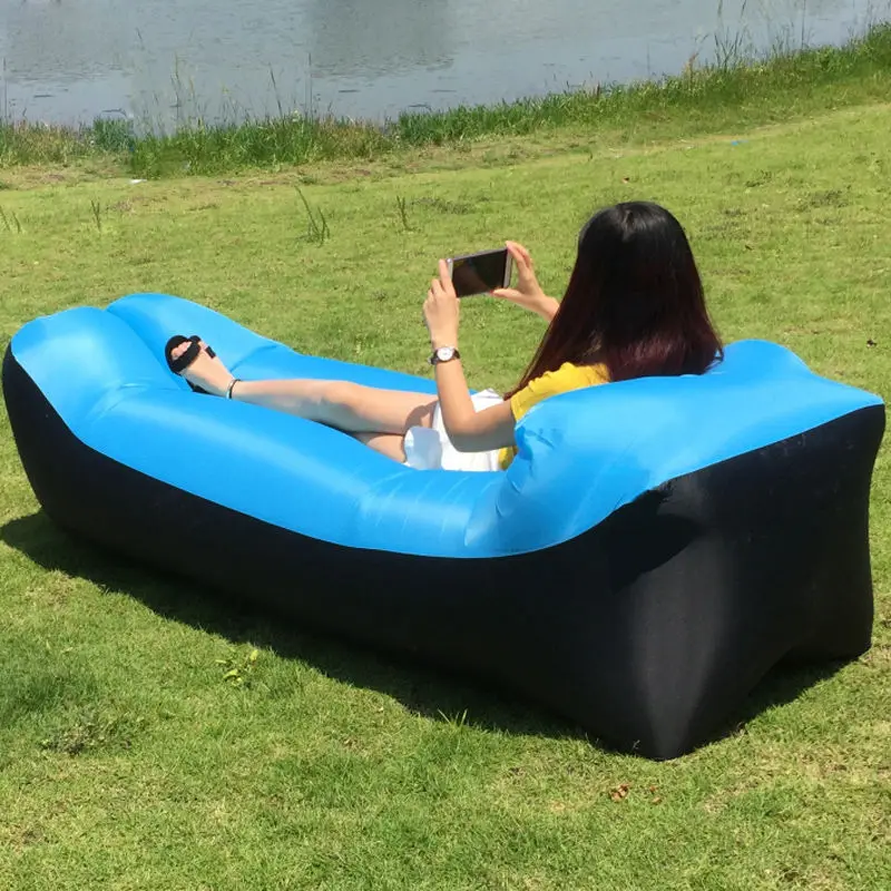 Lazy Inflatable Sofa Cushion Portable Outdoor Beach Air Sofa Bed Folding Camping Inflatable Bed Sleeping Bag Air Cushion Bed