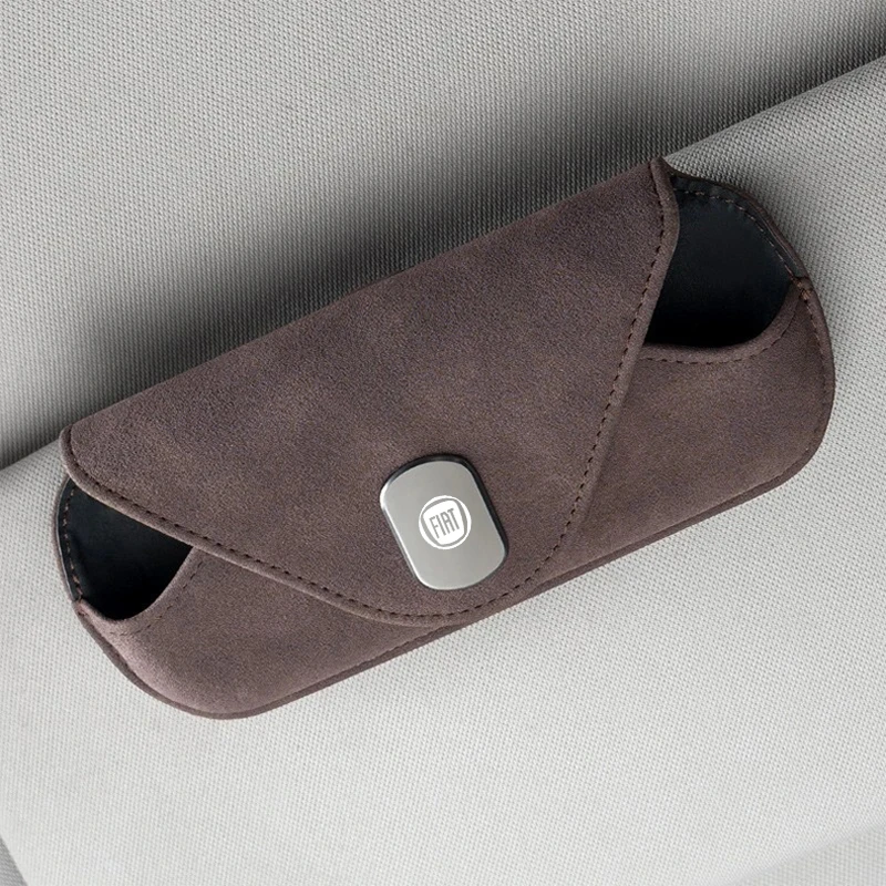 

1Pc Suede Leather Glasses Case for Fiat 500 Abbas Panda 500e Tipo Cronos Argo Ducato Sun Visor Magnetic Buckle Sunglasses Holder