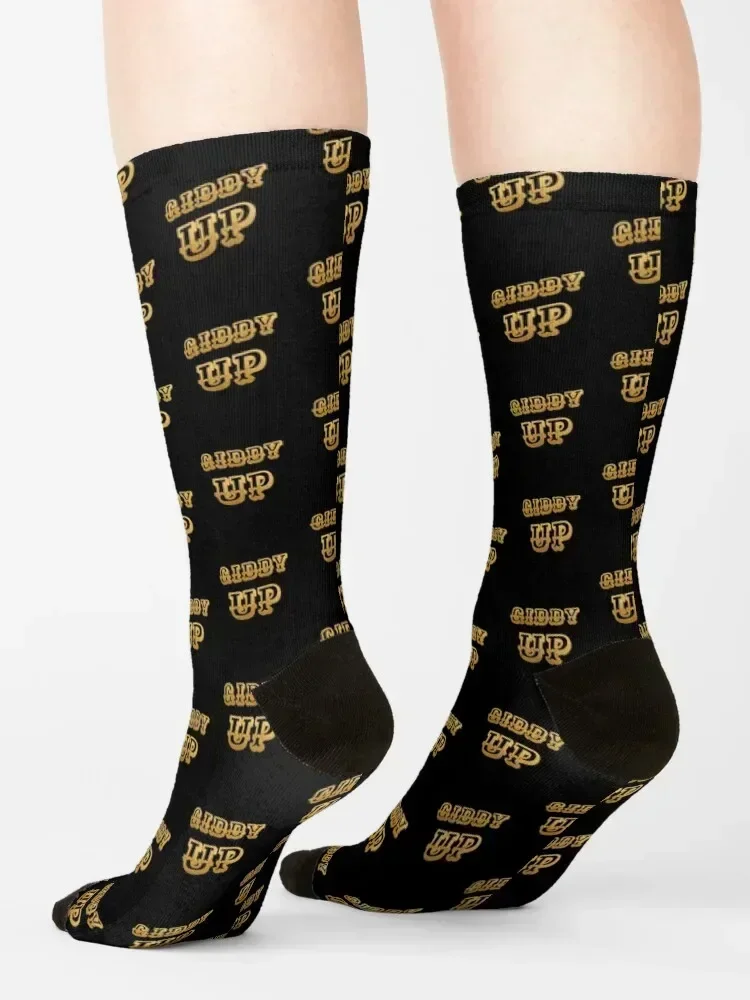 Giddy Up (Gold) - Socks gym retro Rugby custom Woman Socks Men's