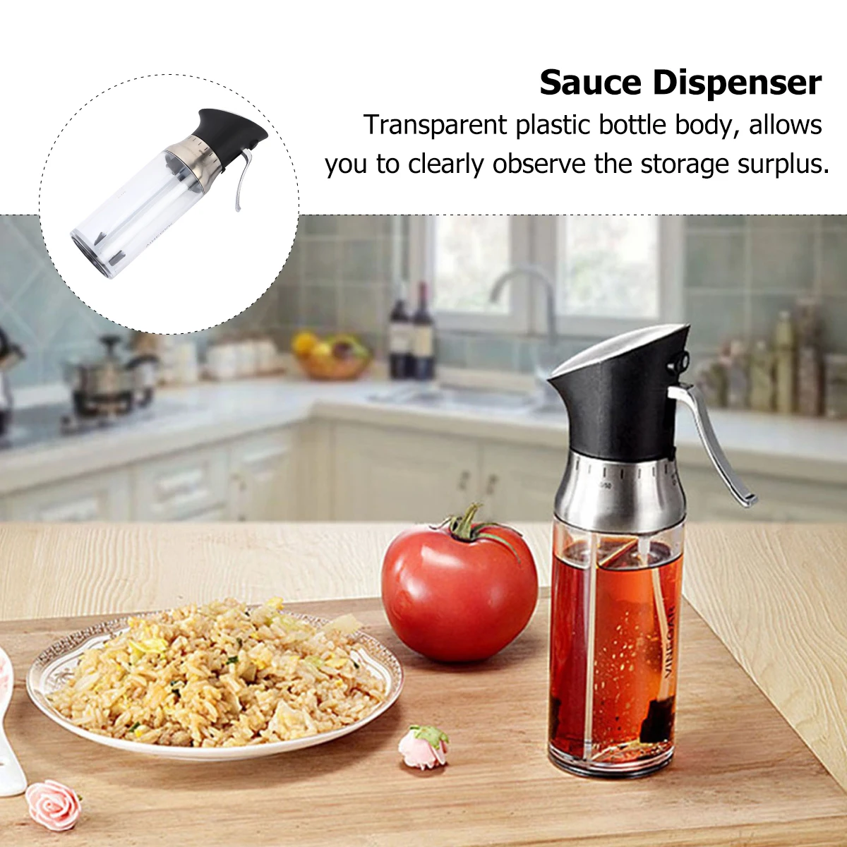 

1pc Oil Vinegar Sprayer Bottle Transparent Dual Nozzle Condiment Dispenser For Kitchen Cooking Barbecue Sauce Soy Vinegar