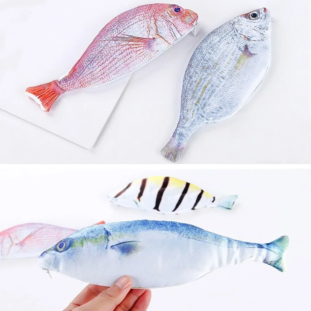 1PC Kawaii Fish Storage Pencils Case Cute Simulation Cloth Plush Fish Pen Box Large Capacity School Supplies Stationery