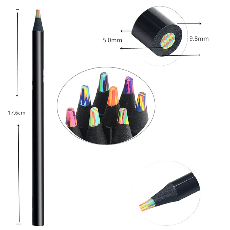 1Pc Innovative And Practical For Adults Art Drawing Coloring Sketching Cartoon Fashion New Gradient Rainbow Pencils