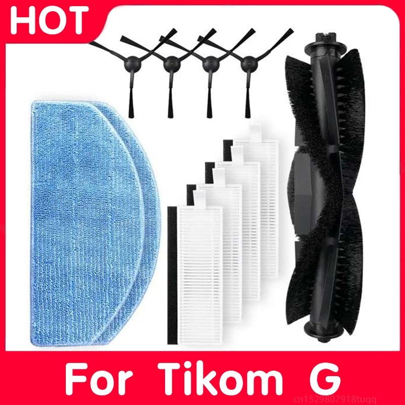 Roller Main Side Brush Hepa Filter Mop For Tikom G8000 / G8000 Pro / Honiture G20 Robot VacuumsCloths Rag Spare Parts Plastic