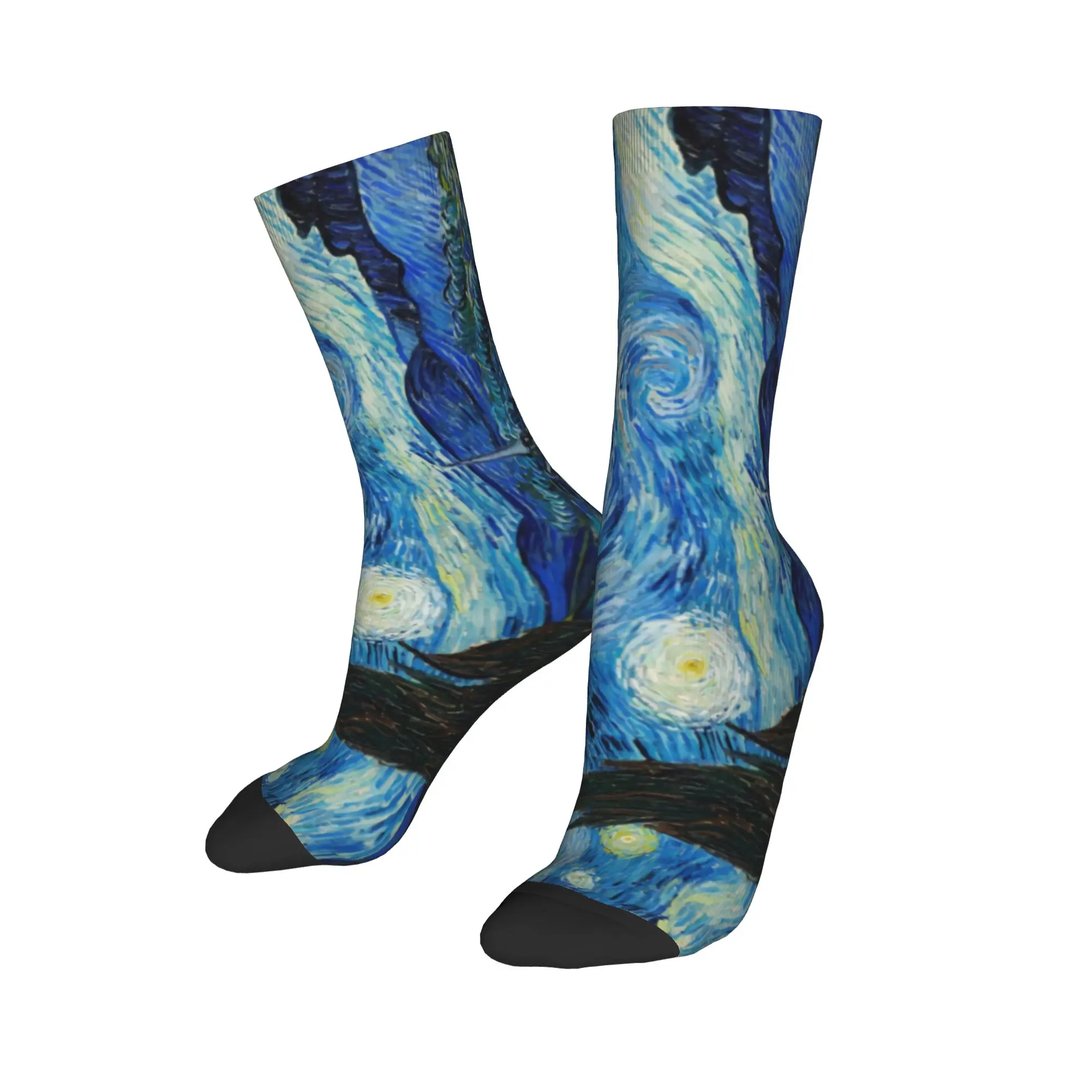 Medias bonitas para mujer, calcetines de noche estrellada de Vincent Van Gogh para hombre, calcetines elásticos con pintura al óleo de otoño, calcetines gráficos artísticos