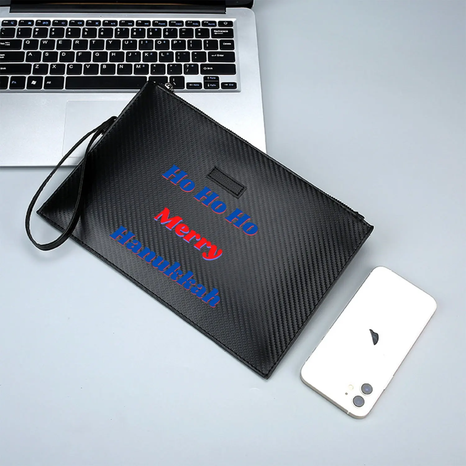 حقيبة يد رجالية Ho Ho Merry Hanukkah أنيقة مطبوعة من البولي يوريثان عصرية وعملية للحمل اليومي #2