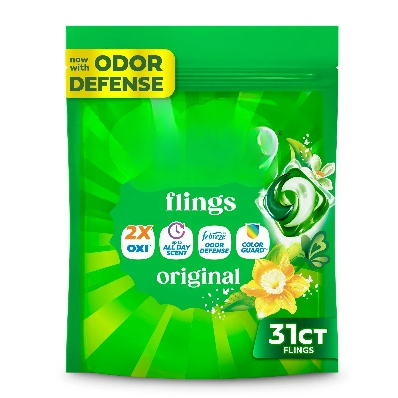 Laundry Detergent Soap Pacs, 4-in-1 Oxi Boost and Febreze, Original Scent, 31 Count