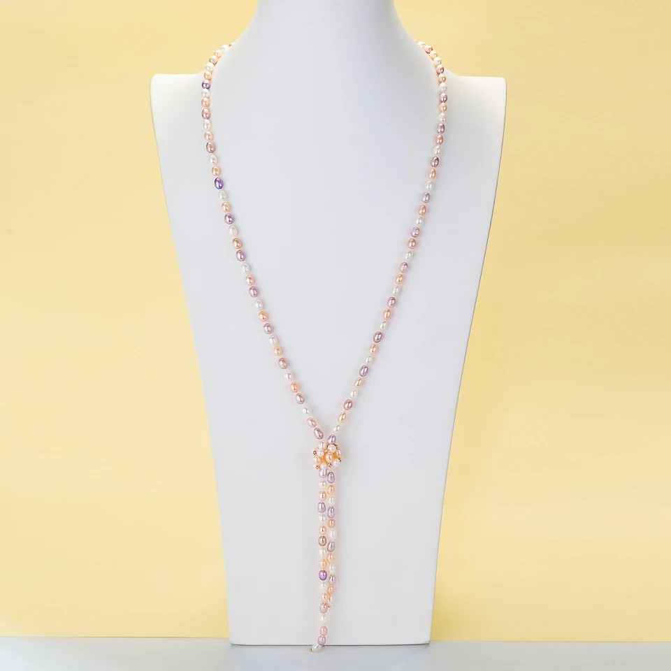 Zorun Natural Freshwater Drop Pearls 6-7MM Long Sweater Chain 100cm Necklace Jewelry Fine for Women  New Design Good Sales