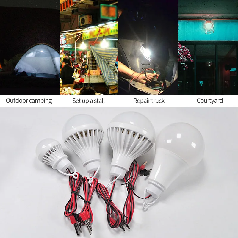 KPS LED Bulb For Car DC 12V With Clip / USB 5V Portable Hang Light Lamp 3W 7W 9W 12W Outdoor Party Camp Night Fishing Emergency