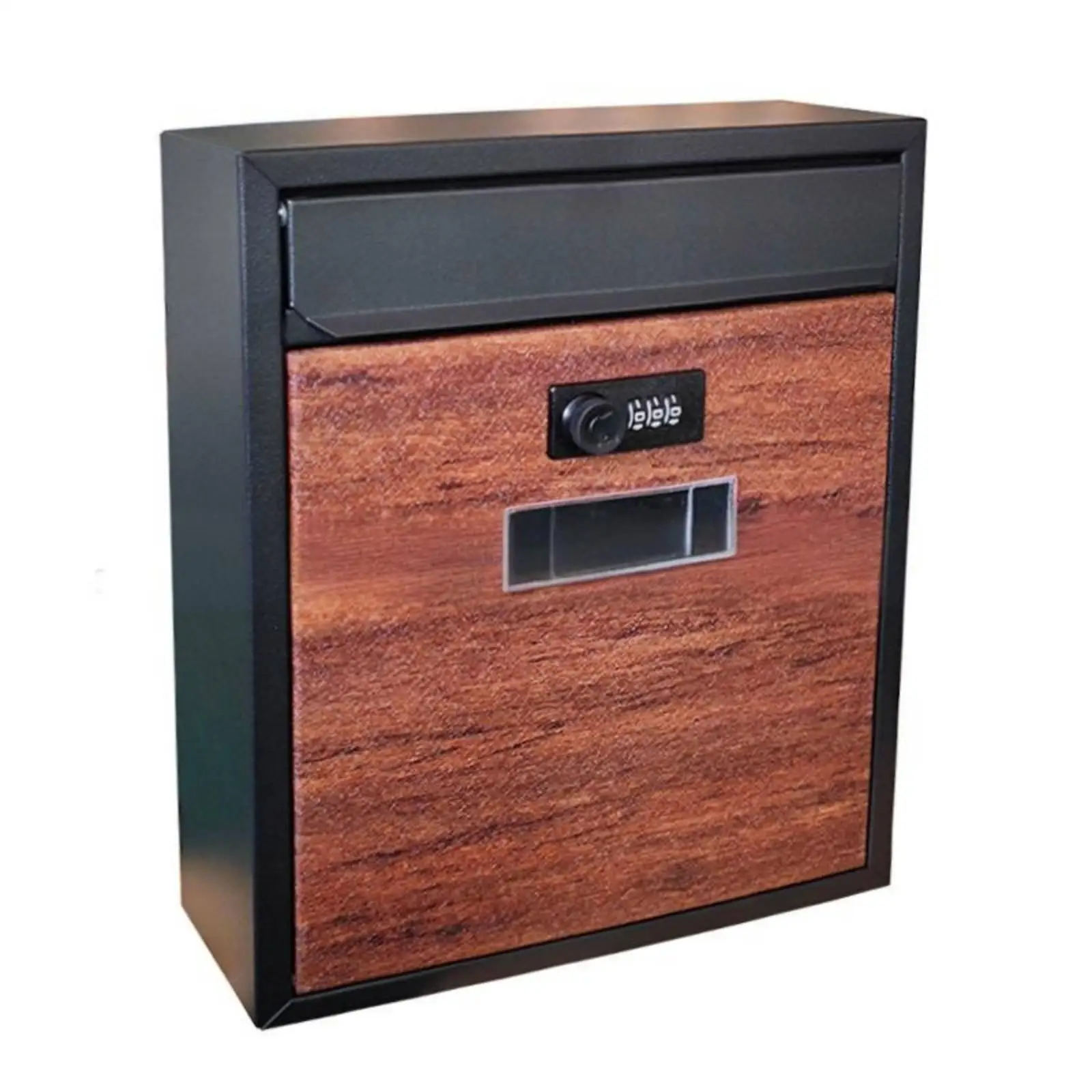 Wall Mount Iron Mailbox with 3-digit Code Weatherproof Locking Letter Box Outdoor Large Capacity for Home Office