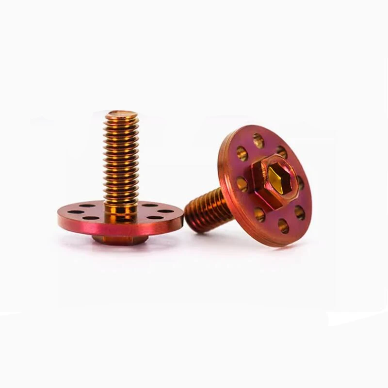 4pcs M6 304 Stainless Steel Hex Slot Flange Screws with Titanium Plated for Motorcycle Bike DIY License Plate Fixing Screws