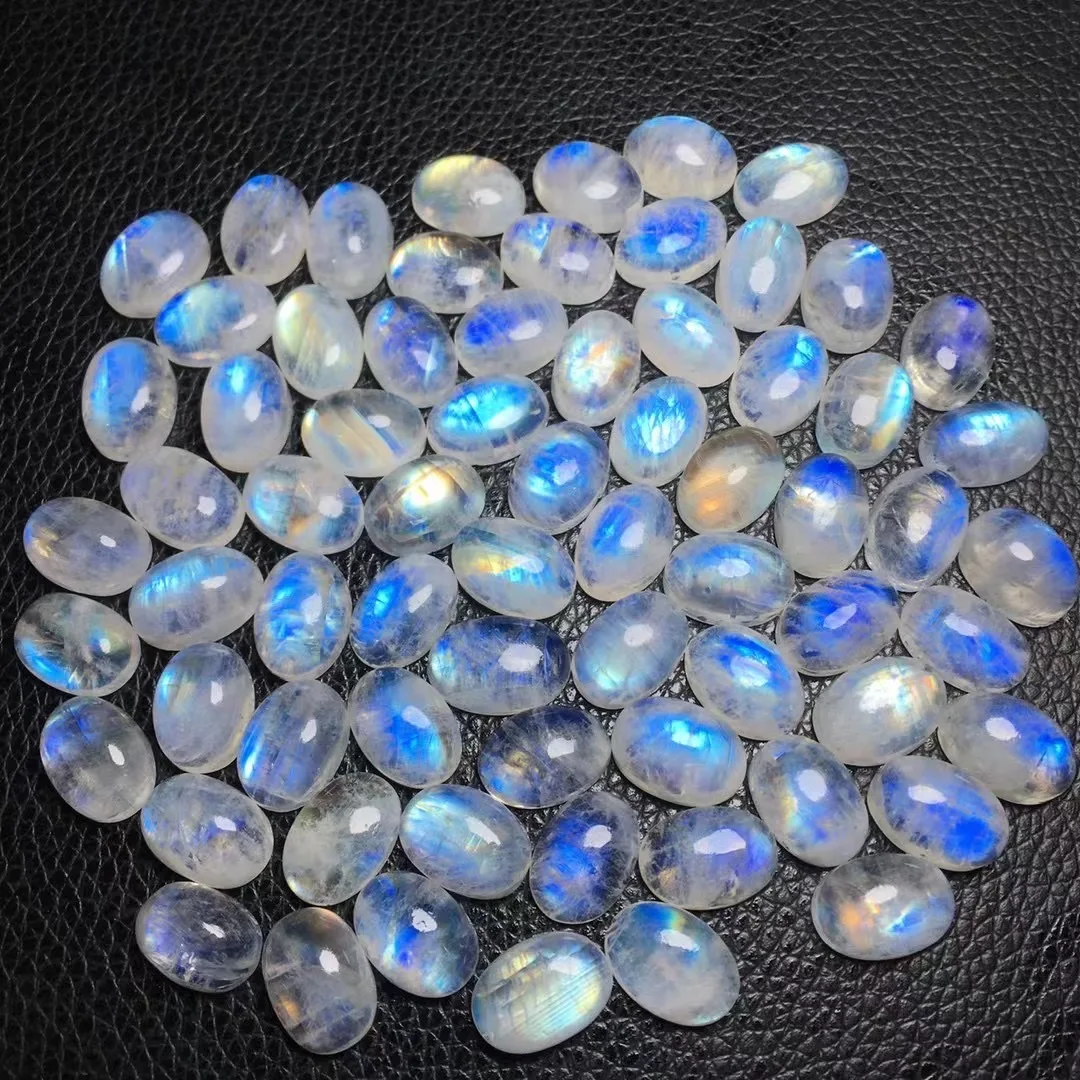 1 Pc Fengbaowu Natural Stone Rainbow Blue Moonstone Oval Cabochon Pendant 925 Sterling Silver Jewelry Gift For Women Men - Image 2