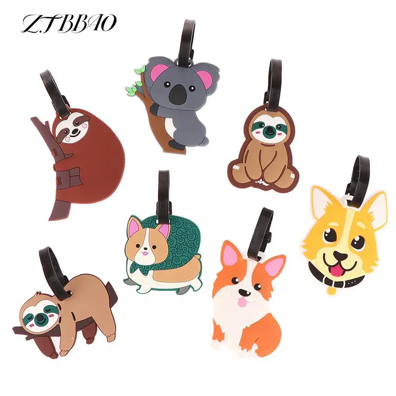 1PCS Silicon Luggage Tag Creative Sloth Plane Boarding Pass Suitcase Portable Travel Label Newest Travel Accessories