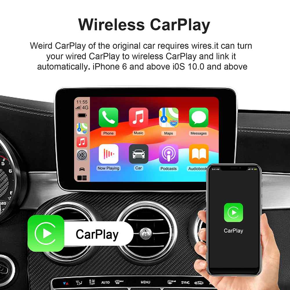 Caja de IA con cable a Carplay inalámbrico, adaptador automático de Android 13, WiFi para Youtube, Nexflit Cars, Smart Ai Box, Bulit in Play Stroe