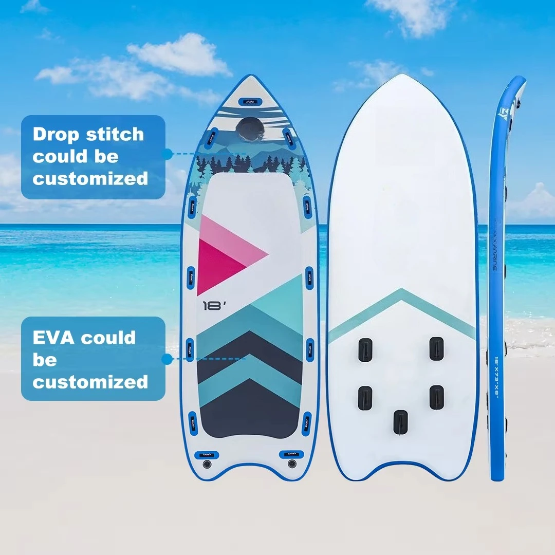 

Inflatable Racing Paddle Board Surfboard Multi-Purpose Standing and Fishing Board for Ocean Waters Comes with Pump Accessory