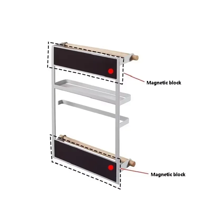 Wall Magnetic Fridge Storage Shelf Wall Refrigerator Spice Film Rack Hanger Seasoning Towel Storage Container Kitchen Organizer