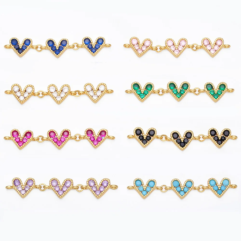 OCESRIO-colgantes de corazón Multicolor para collar, colgante de barra de corazón de cobre y circonio cúbico chapado en oro para fabricación de joyas pdta740