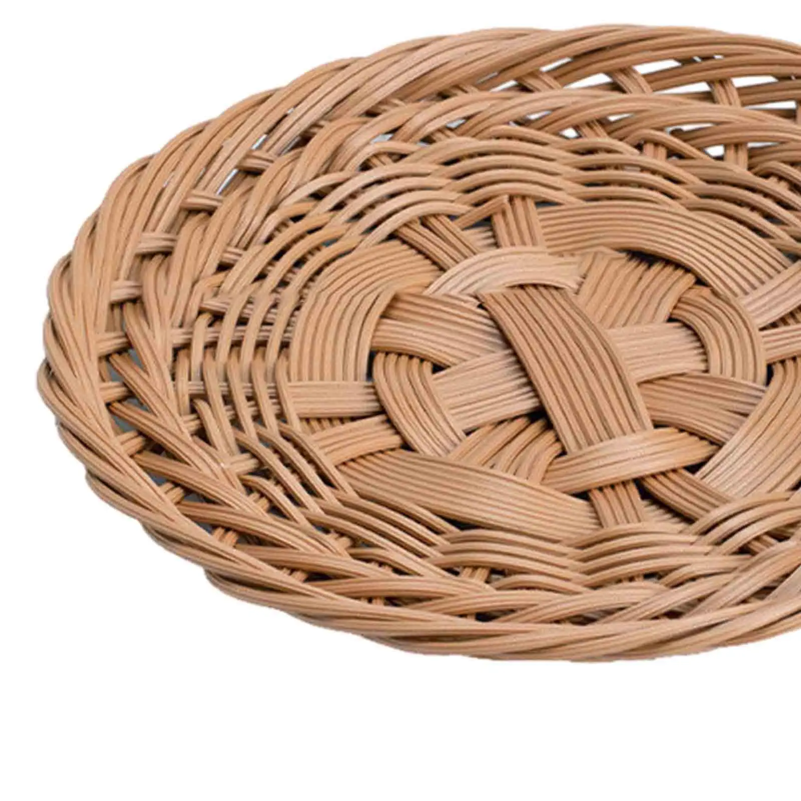 سلال تقديم سلة خبز مستديرة منسوجة، قابلة للتكديس، سلة فاكهة من الخيزران المقلد للوجبات الخفيفة والحلوى ومخزن الخبز هدية