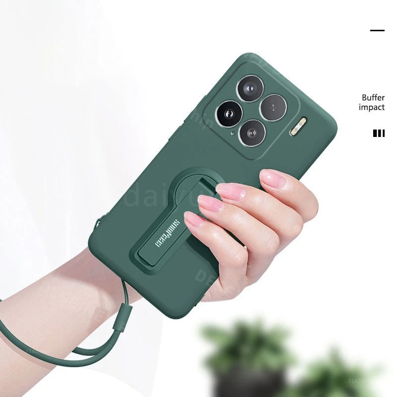 Funda de silicona para teléfono Xiaomi 15 Pro, funda de lujo con soporte para Mi Xiaomi15 Pro, soporte de cubierta suave con película de pantalla