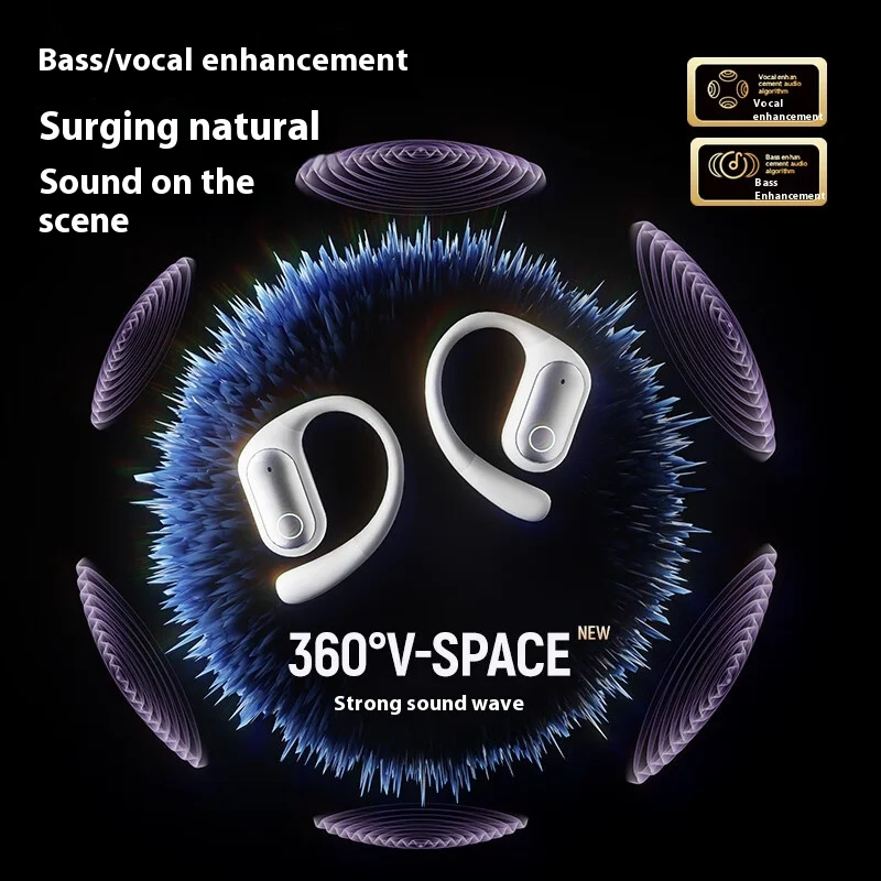 YINPAGE Open Fit Wireless Earphone 360 Panoramic Sound Bluetooth 6.0 Long Battery Life Lightweight Custom Open Sports Headset