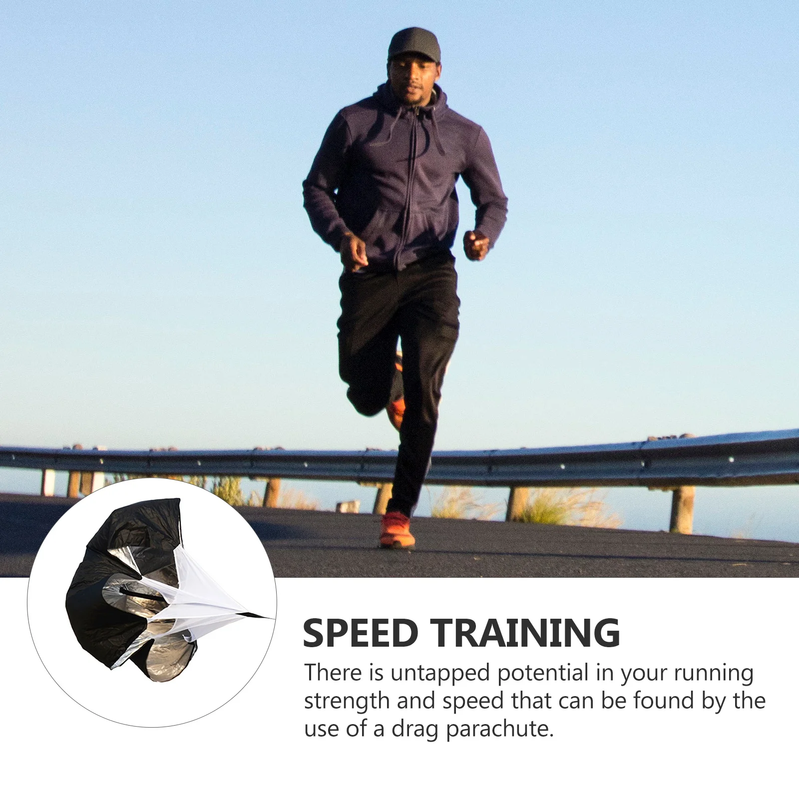 

Resistance Parachute Training Chute Adjustable Strap Running Athletic Sports Durable Easy Fold Store Carrying Bag Included