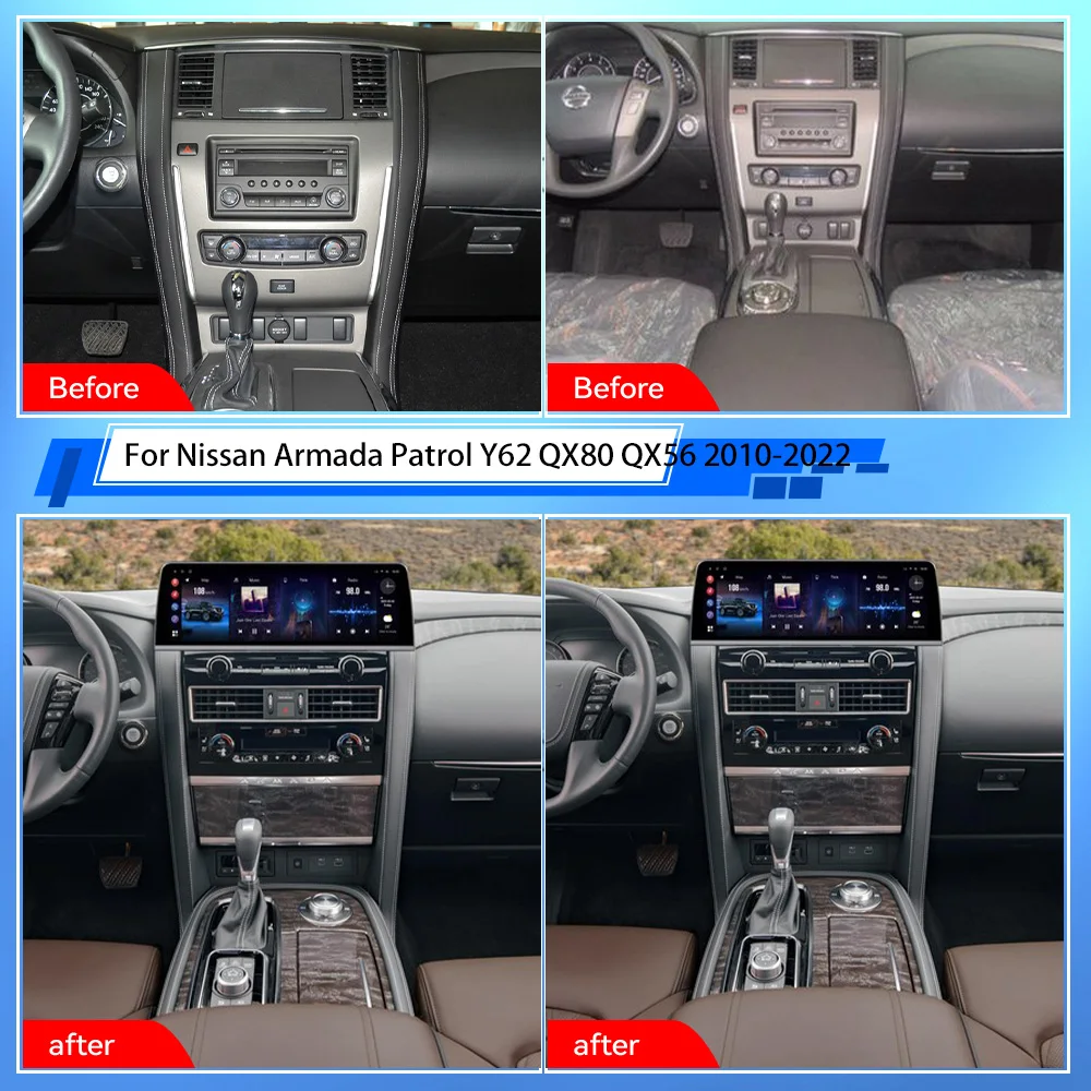 2din CarPlay Android Car Radio For Nissan Armada Patrol Y62 QX80 QX56 2010-2022 AutoRadio Multimedia Player Navi Stereo GPS