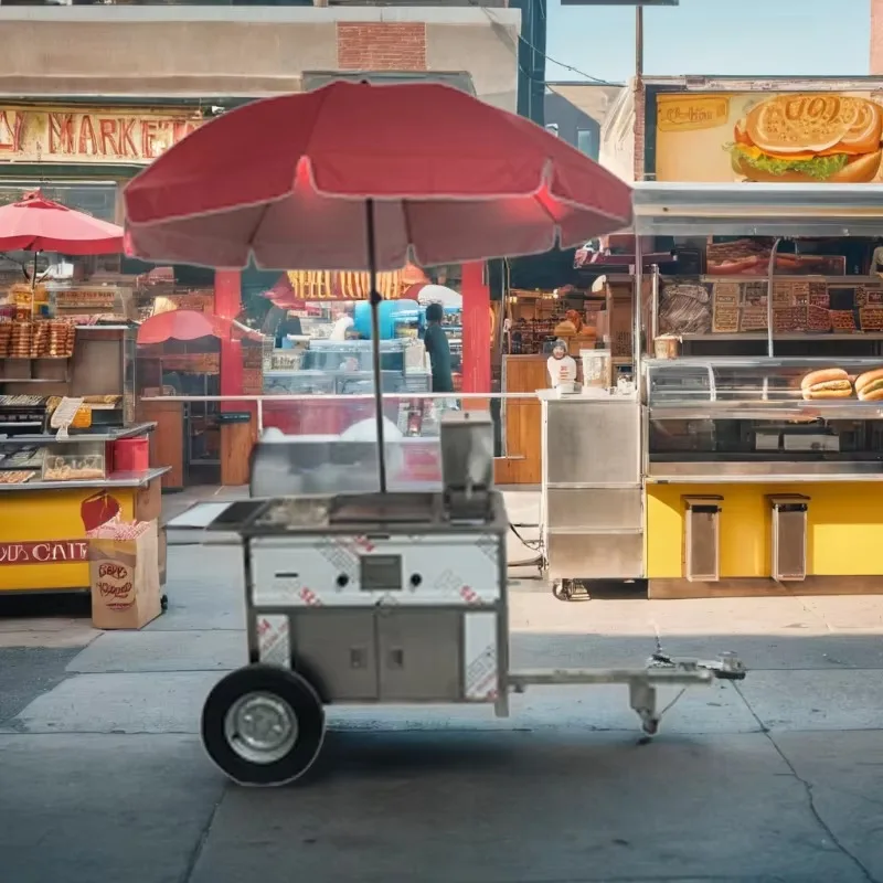 Compact Mobile Snack Food Cart Wheeled Hot Dog Stand Street Vending Trolley For Burger Fried Seafood Outdoor Stall Customized