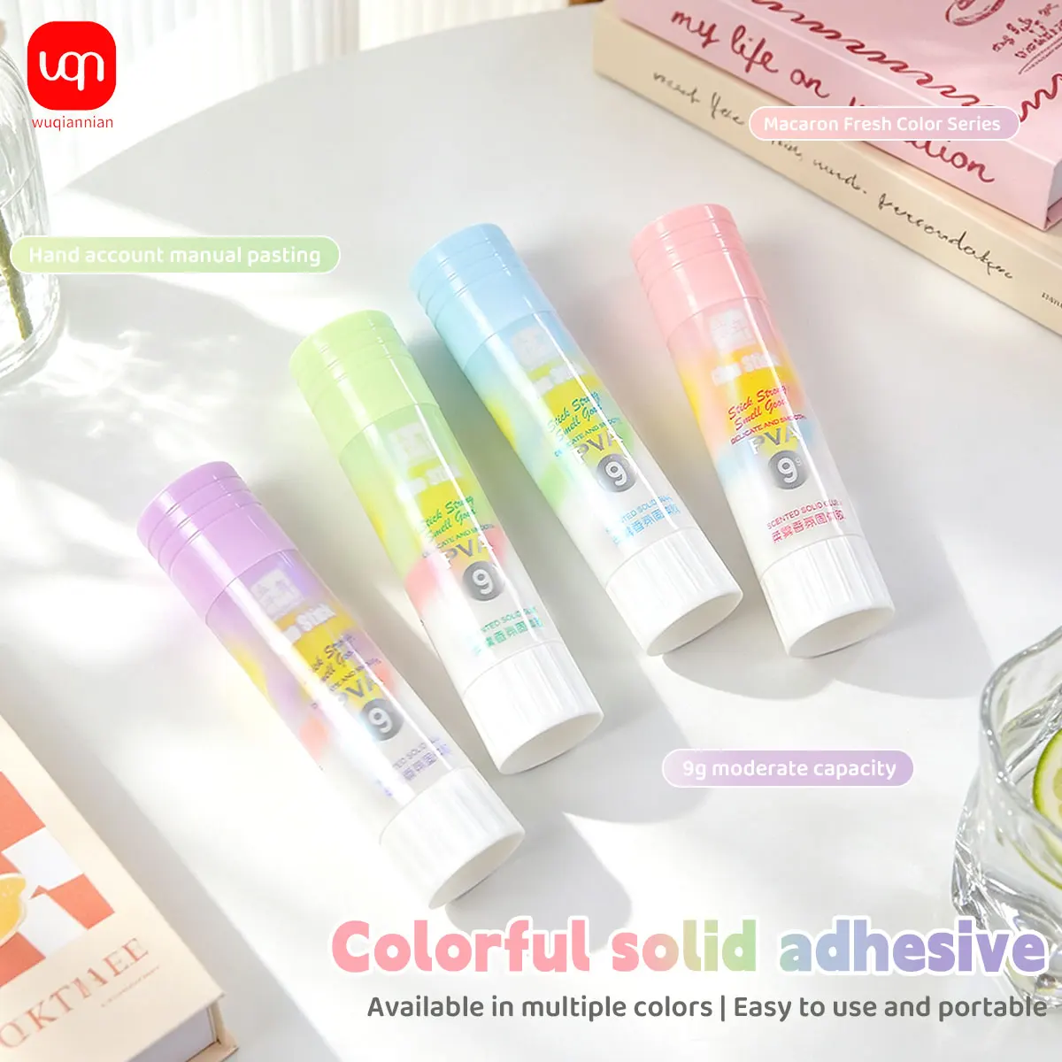 Macaron Color PVA Glue Stick 9g Smooth Coating Strong Adhesive Solid Glue DIY Scrapbooking Office