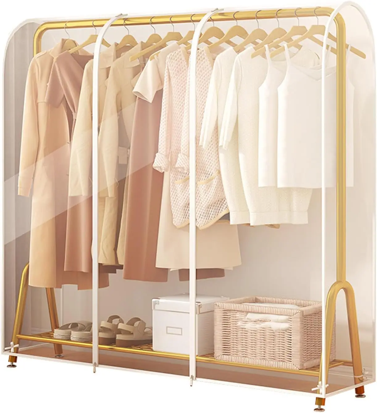 

72" Clear Garment Rack Cover, Dustproof & Waterproof, 2 Zippers