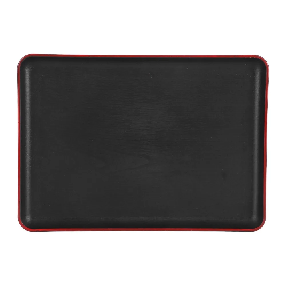 Rectangular Overall Restaurant Serving Tray Thickened Raised Anti-spill Surround Edge Food Carry Platter With Wood Grain
